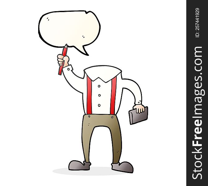 speech bubble cartoon headless body with notepad and pen (add own photos