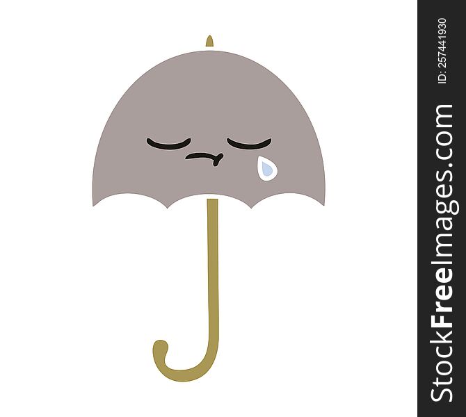 flat color retro cartoon of a umbrella