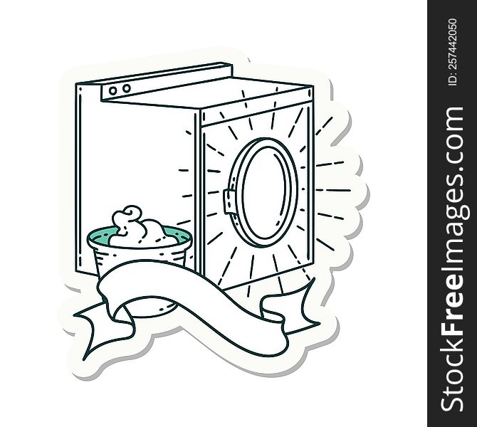 sticker of tattoo style washing machine