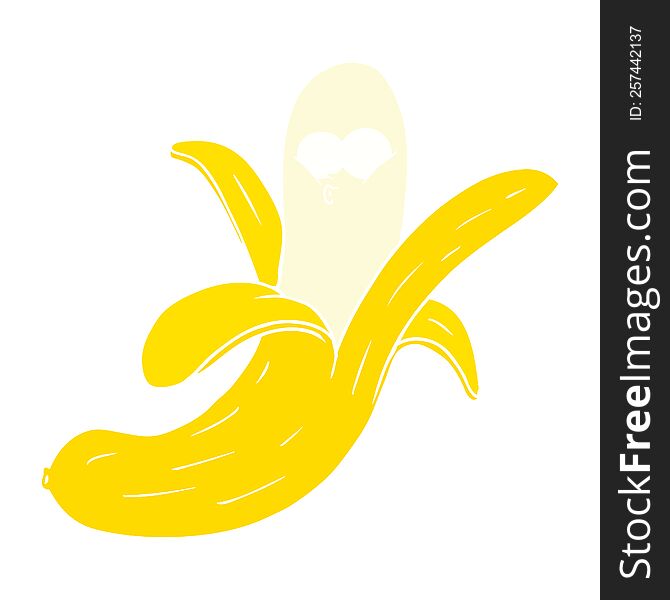 Flat Color Style Cartoon Banana With Face