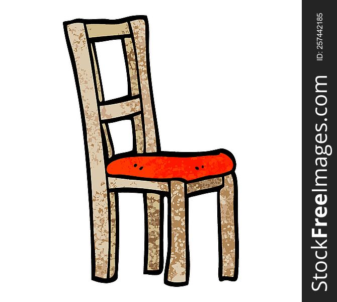 Grunge Textured Illustration Cartoon Wooden Chair