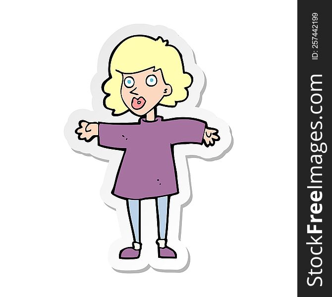 Sticker Of A Cartoon Nervous Woman