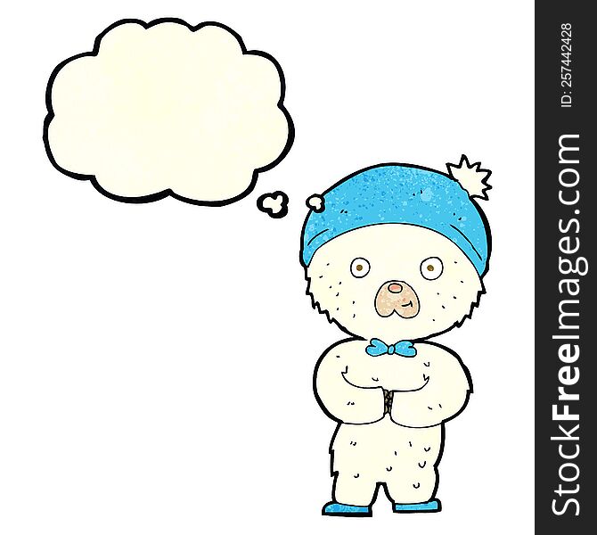 Cartoon Little Polar Bear With Thought Bubble