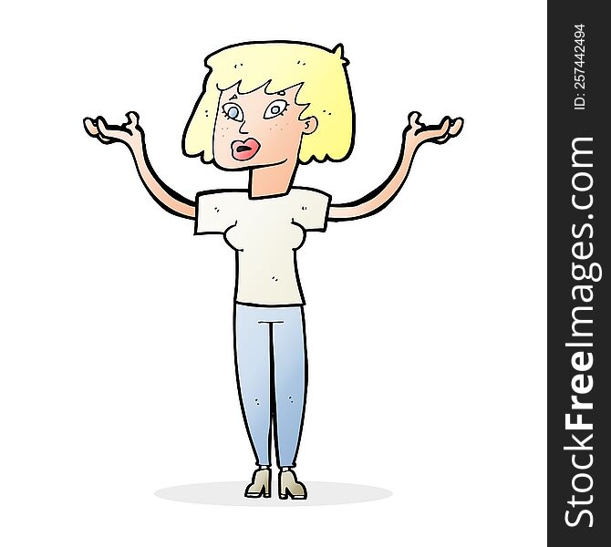 Cartoon Woman Holding Up Hands