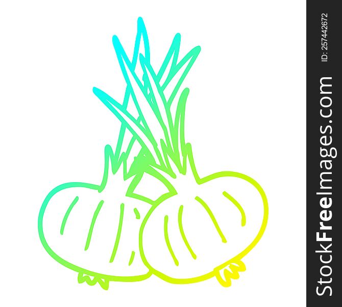 cold gradient line drawing of a cartoon brown onions