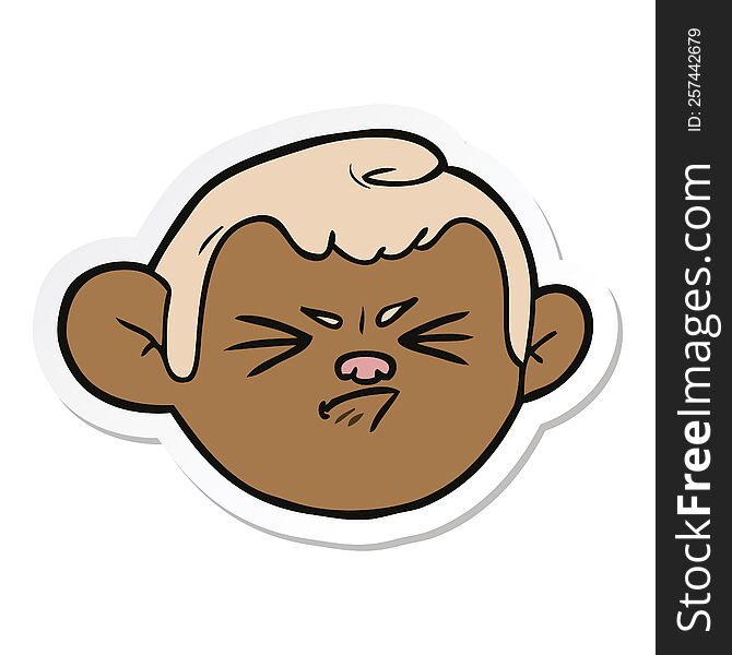 sticker of a cartoon monkey face