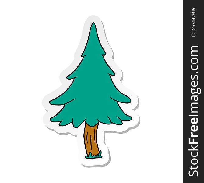 sticker cartoon doodle of woodland pine trees