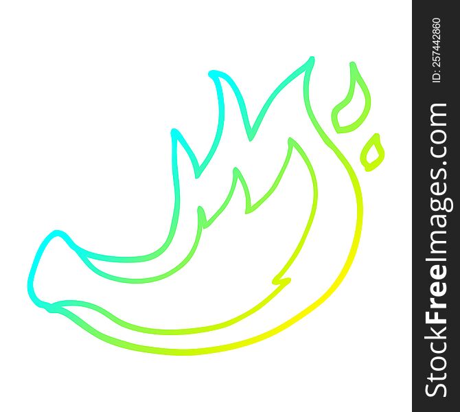 Cold Gradient Line Drawing Cartoon Flame