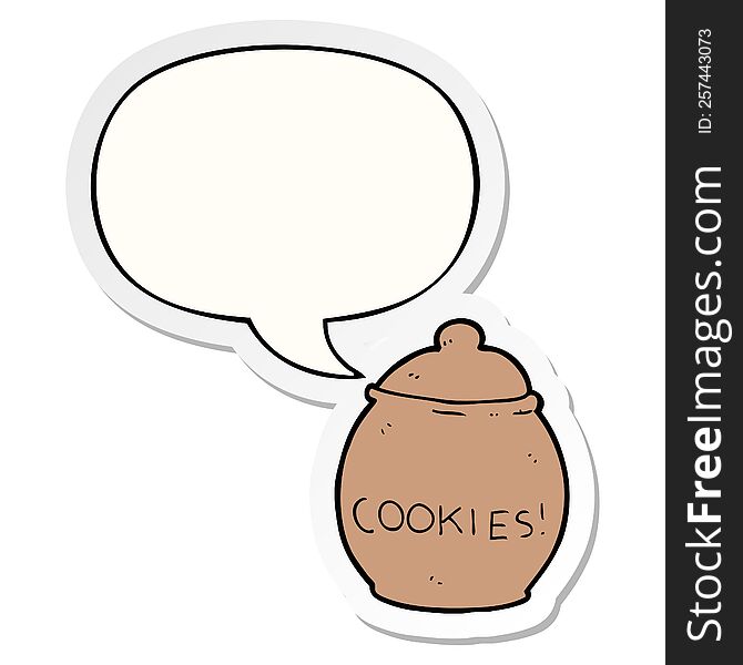 Cartoon Cookie Jar And Speech Bubble Sticker