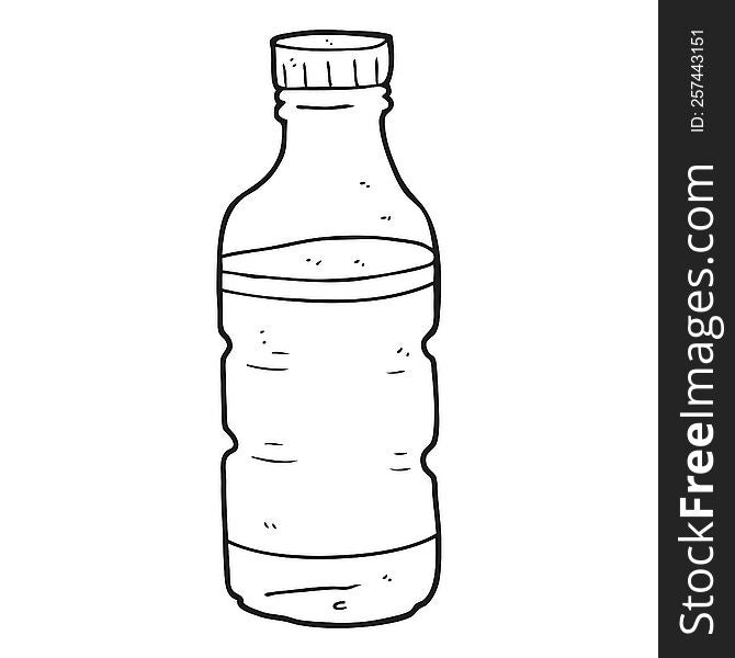 freehand drawn black and white cartoon water bottle