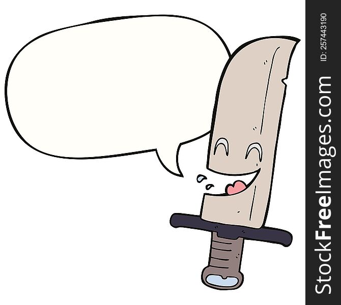 Cartoon Laughing Knife And Speech Bubble