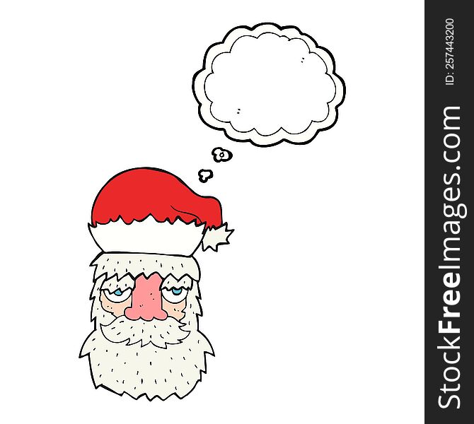Thought Bubble Cartoon Tired Santa Claus Face