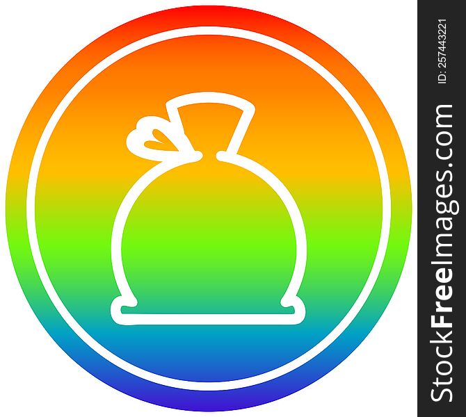 bulging sack circular icon with rainbow gradient finish. bulging sack circular icon with rainbow gradient finish