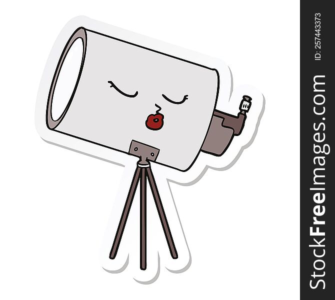 Sticker Of A Cartoon Telescope With Face