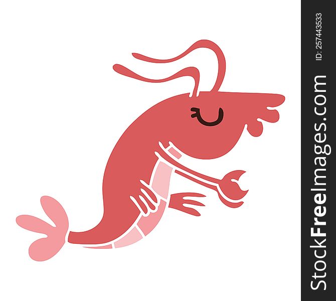 hand drawn quirky cartoon happy shrimp. hand drawn quirky cartoon happy shrimp