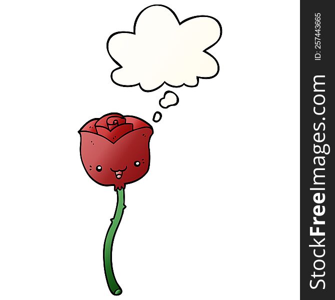 Cartoon Flower And Thought Bubble In Smooth Gradient Style