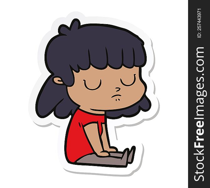Sticker Of A Cartoon Indifferent Woman