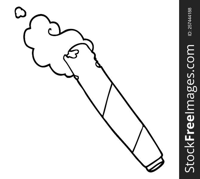line drawing cartoon smoking joint