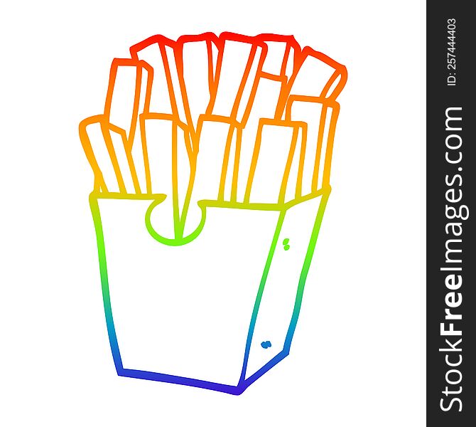rainbow gradient line drawing of a cartoon takeout fries