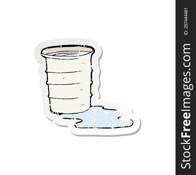 retro distressed sticker of a cartoon office water cup