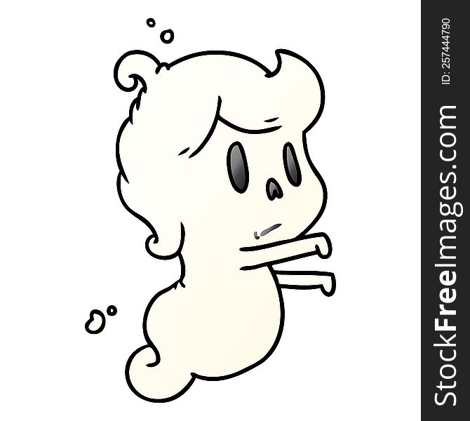 Gradient Cartoon Of A Kawaii Cute Ghost