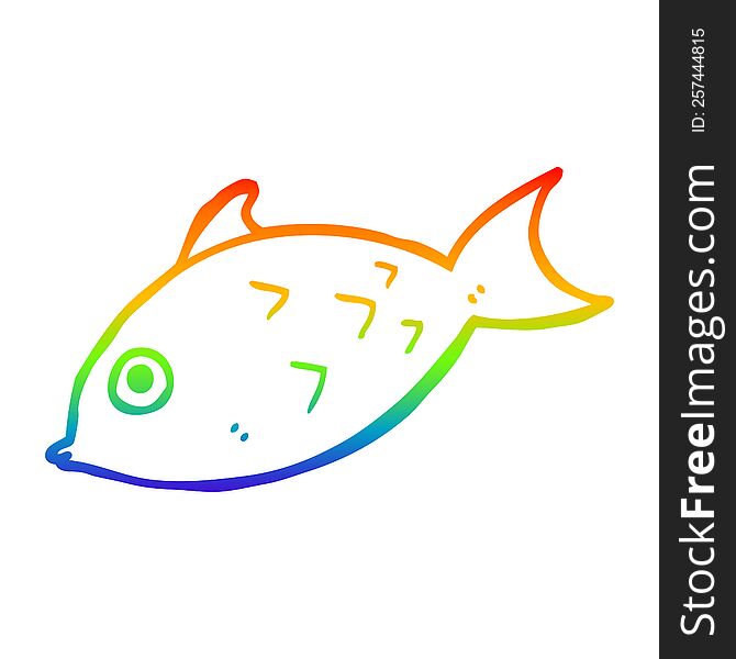 rainbow gradient line drawing cartoon fish