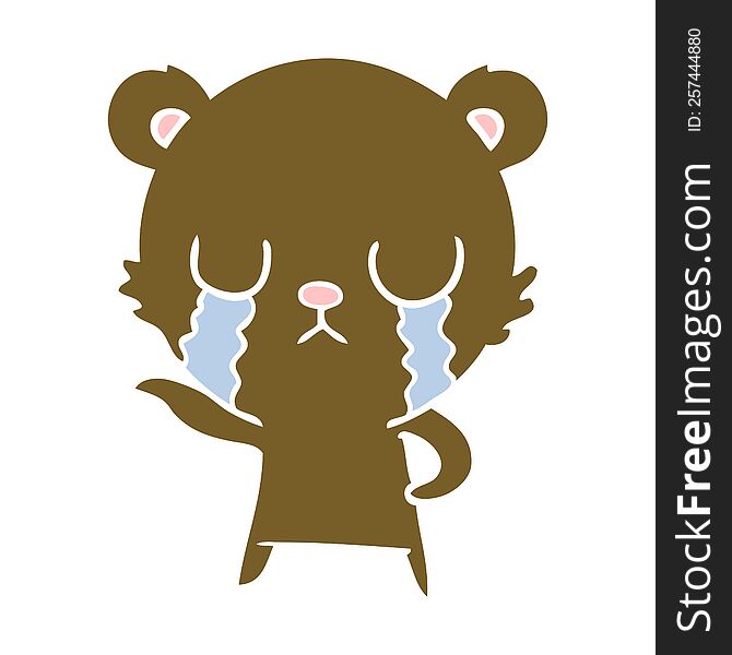 Crying Flat Color Style Cartoon Bear
