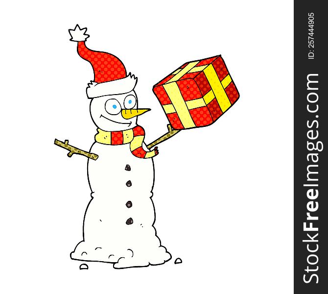 freehand drawn cartoon snowman