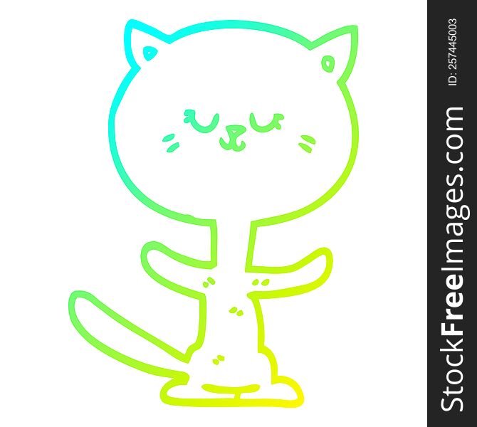 Cold Gradient Line Drawing Cartoon Dancing Cat