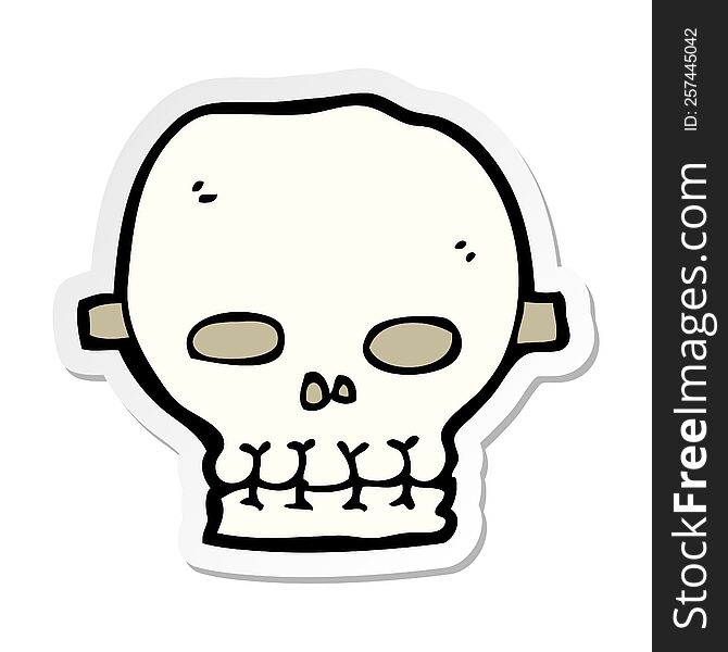 Sticker Of A Cartoon Spooky Skull Mask