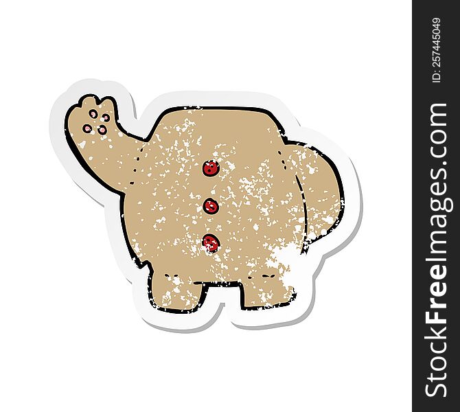 retro distressed sticker of a cartoon teddy bear body