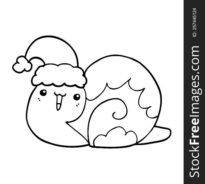 Cute Cartoon Christmas Snail