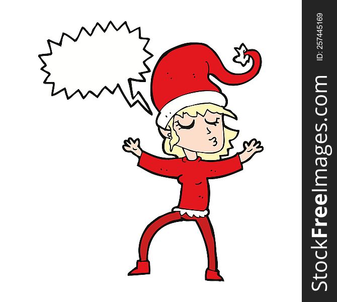 Santa S Helper Cartoon With Speech Bubble