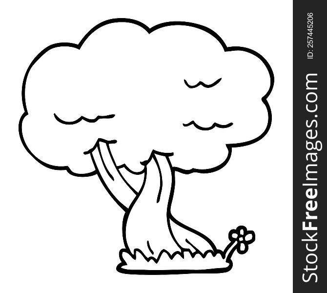 Line Drawing Cartoon Tree