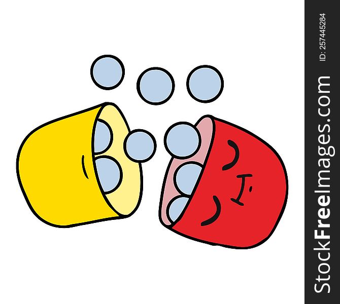 cartoon of a smiling pill