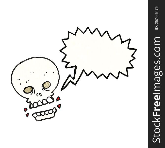 speech bubble textured cartoon scary skull