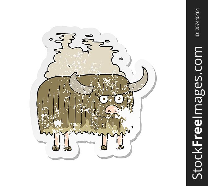 retro distressed sticker of a cartoon smelly cow