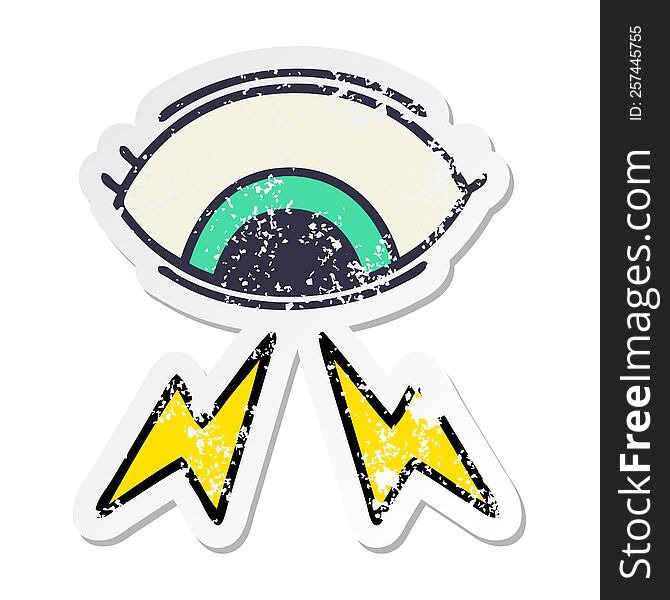 distressed sticker of a cute cartoon mystic eye
