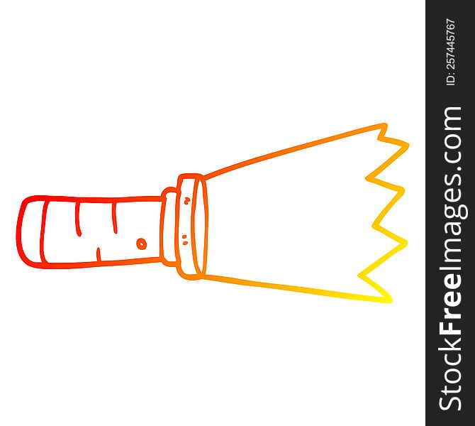 warm gradient line drawing of a cartoon lit torch