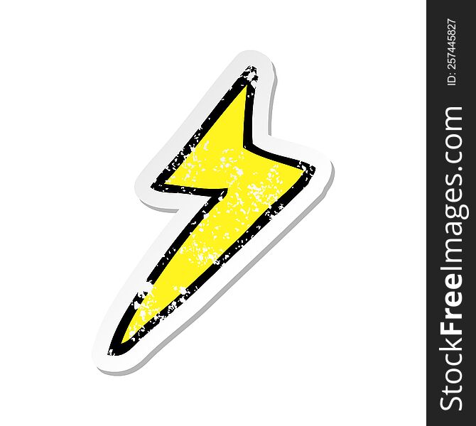 retro distressed sticker of a cartoon lightning bolt symbol