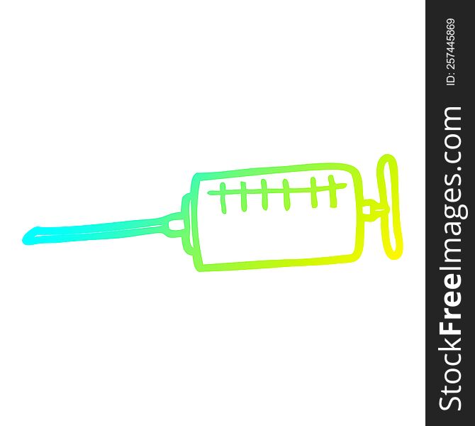 cold gradient line drawing of a cartoon syringe