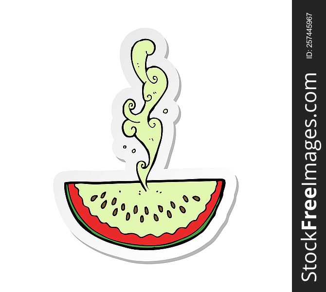 Sticker Of A Cartoon Squirting Watermelon