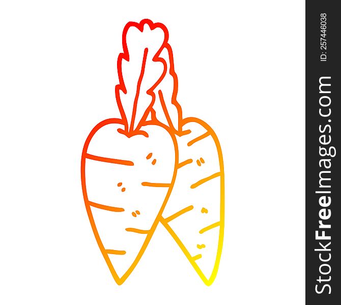 warm gradient line drawing of a cartoon carrots