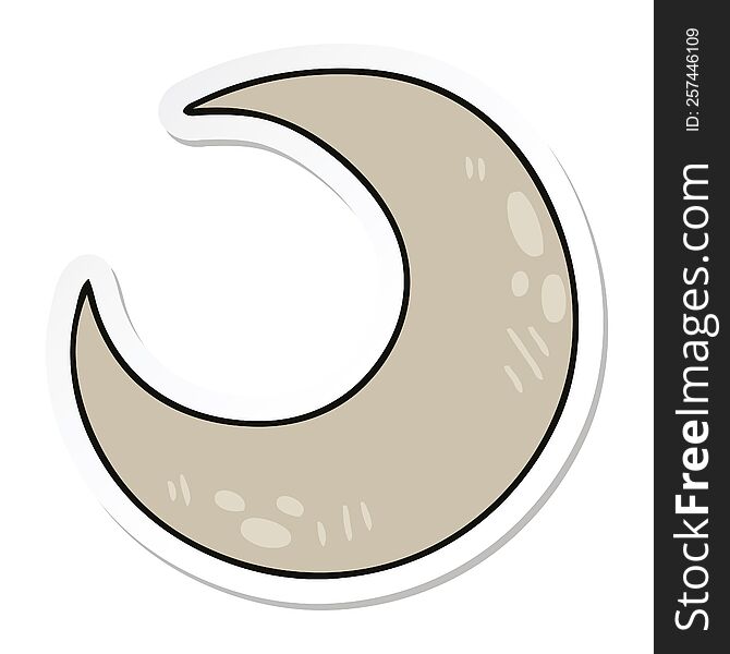 sticker of a quirky hand drawn cartoon crescent moon