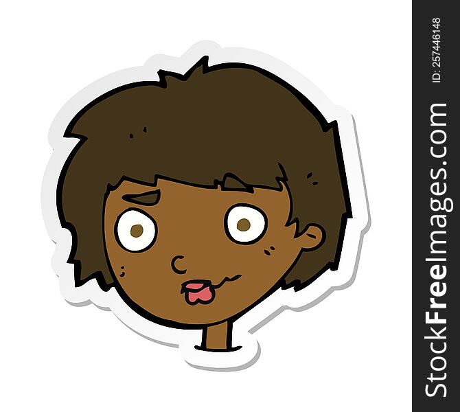 Sticker Of A Cartoon Confused Woman