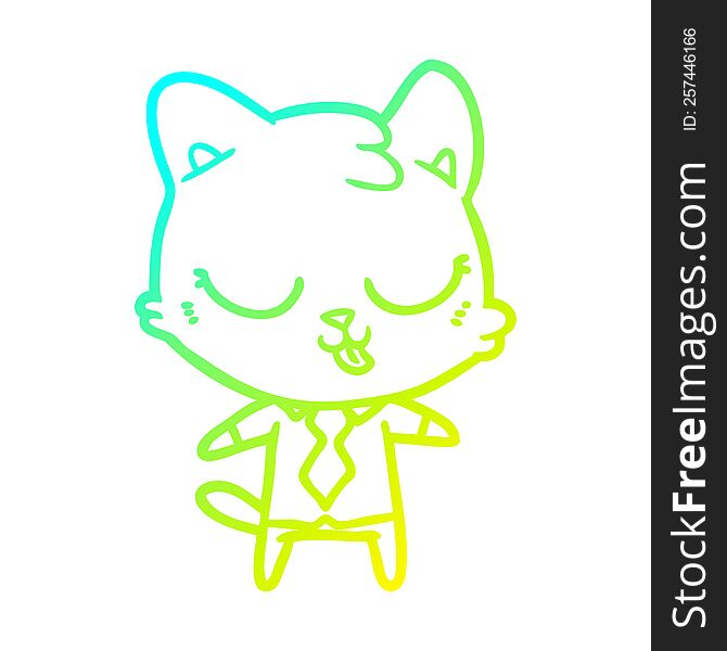 Cold Gradient Line Drawing Cartoon Business Cat