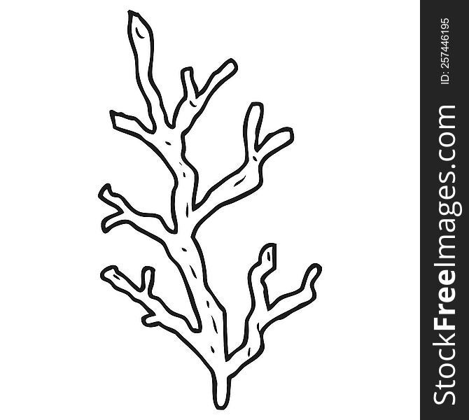 freehand drawn black and white cartoon seaweed
