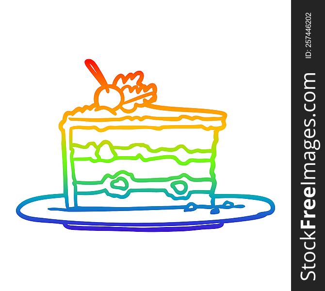 rainbow gradient line drawing of a tasty dessert;cake