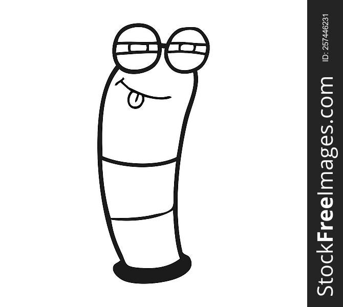 Black And White Cartoon Worm