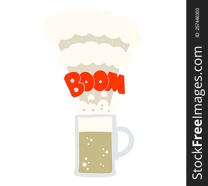 Flat Color Illustration Of A Cartoon Exploding Beer